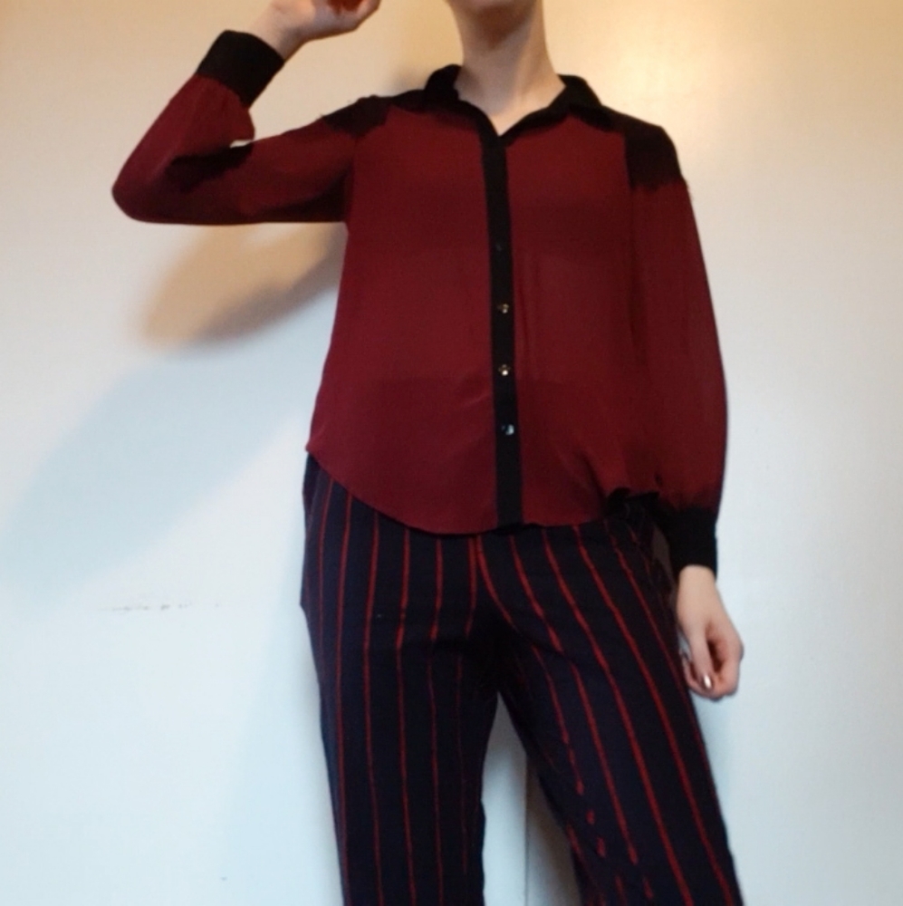 translucent purple button up